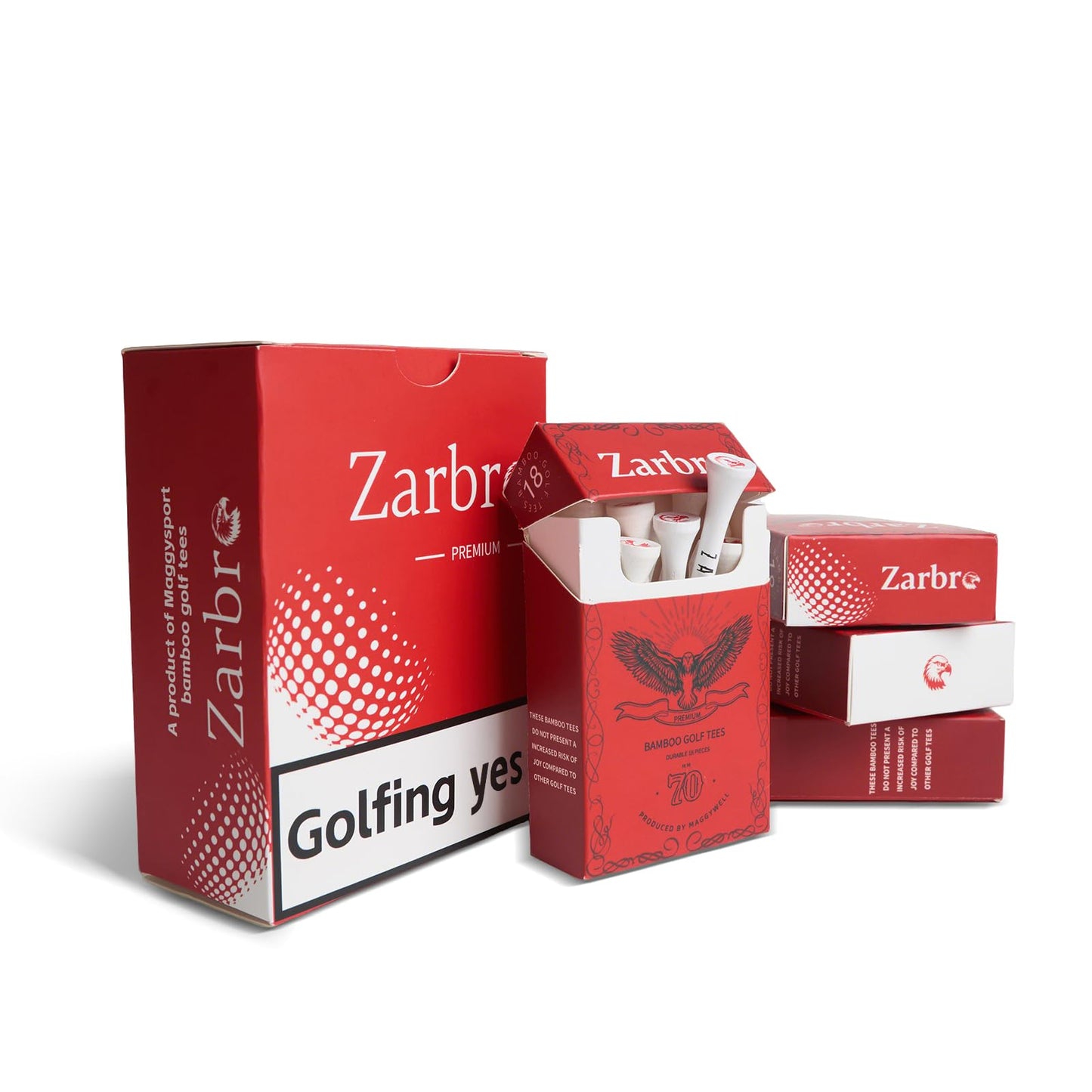 zarbro Premium Bamboo Wood Golf Tees,(72Units(Pack of 4)) Funny Golf Bag Accessories,2 3/4 Golf Tees in Stylish Box, Length 70mm, Zero harm to Club,Elegant Design,Gifts for Golfers