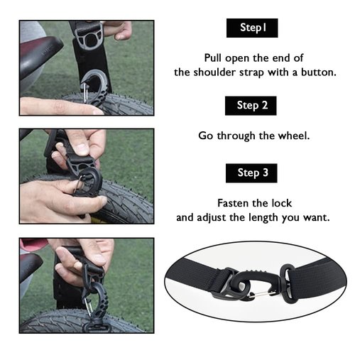 Klevery Kick Scooter Shoulder Carrying Strap, Adjustable Carrier Belt with Non-Slip Shoulder Pad for Foldable Bike, Electric Scooter, Ski Board, Beach Chair