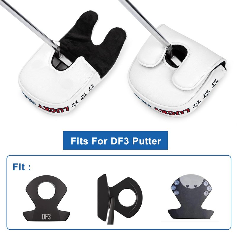 Golf Mallet Putter Cover Headcover, USA Lucky Clover Magnetic Closure Premium Leather Golf Headcovers Fits Golf DF3 Putter, Mallet Putter Headcover (for DF3 Putter)