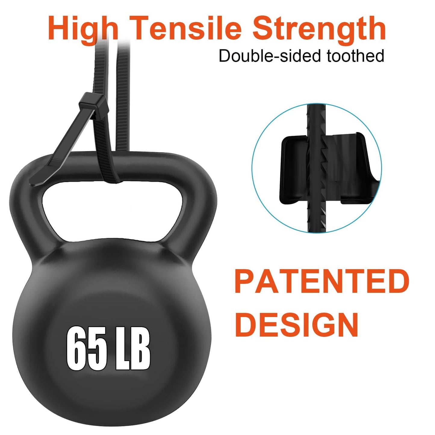 8 Inch Zip Ties Double Sided Toothed,65LBS Tensile Strength Heavy Duty Cable Wire Ties With Self-Locking Adjustable More Durable Nylon Tie Wraps for Indoor Outdoor（100 Pack）