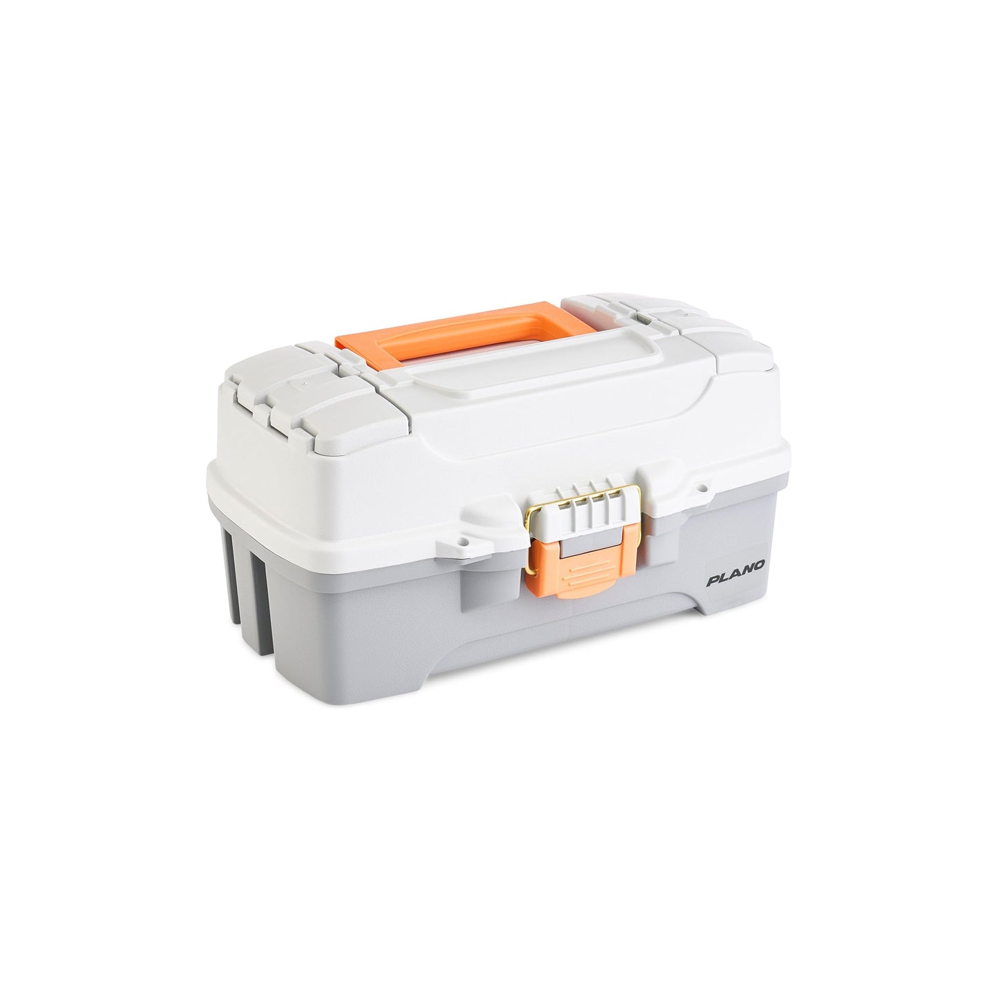 Plano One-Tray Tackle Box, Light Grey/Dark Grey, Rust-Proof Brass Latch, Top-Access Tray with Deep Storage, Made in the USA, Portable Fishing Gear Storage Organizer