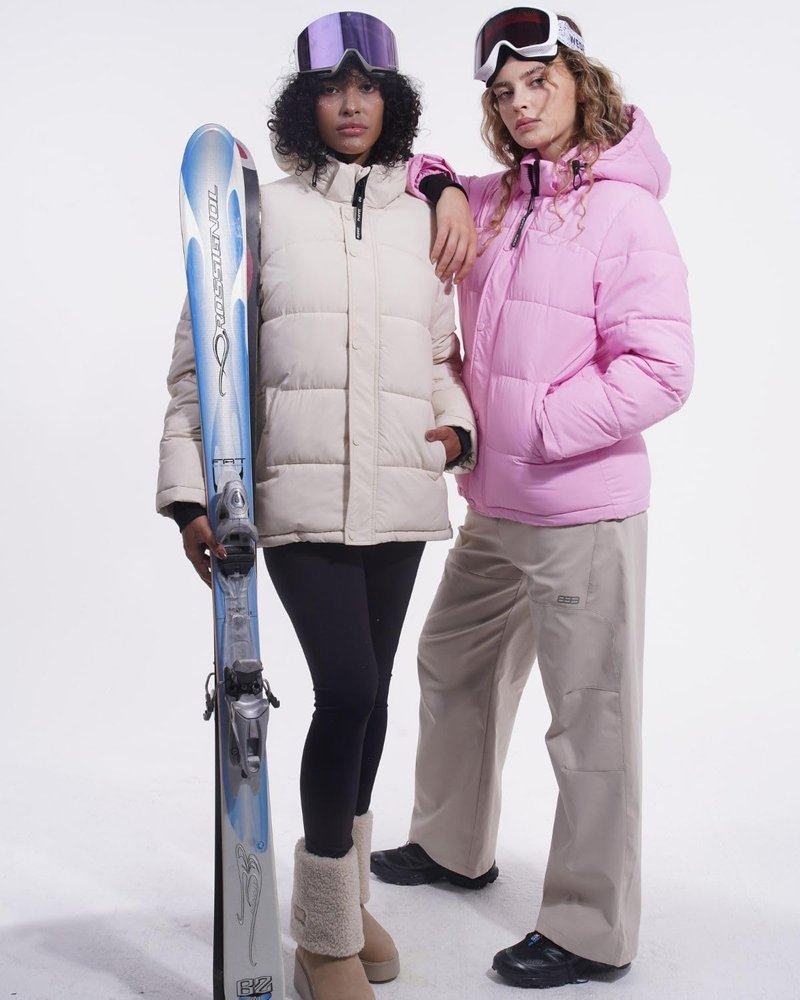 PUFFIT Women Mid Lenth Puffer Jacket, Warm Thicken Hooded Winter Coats, Windproof Long Sleeve & Hood,3 Pockets
