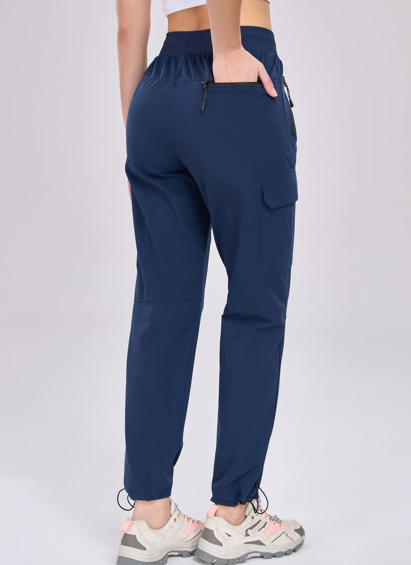 Oalka Women's Hiking Pants Water Resistant Quick Dry Cargo Pockets Pants True Navy Blue M