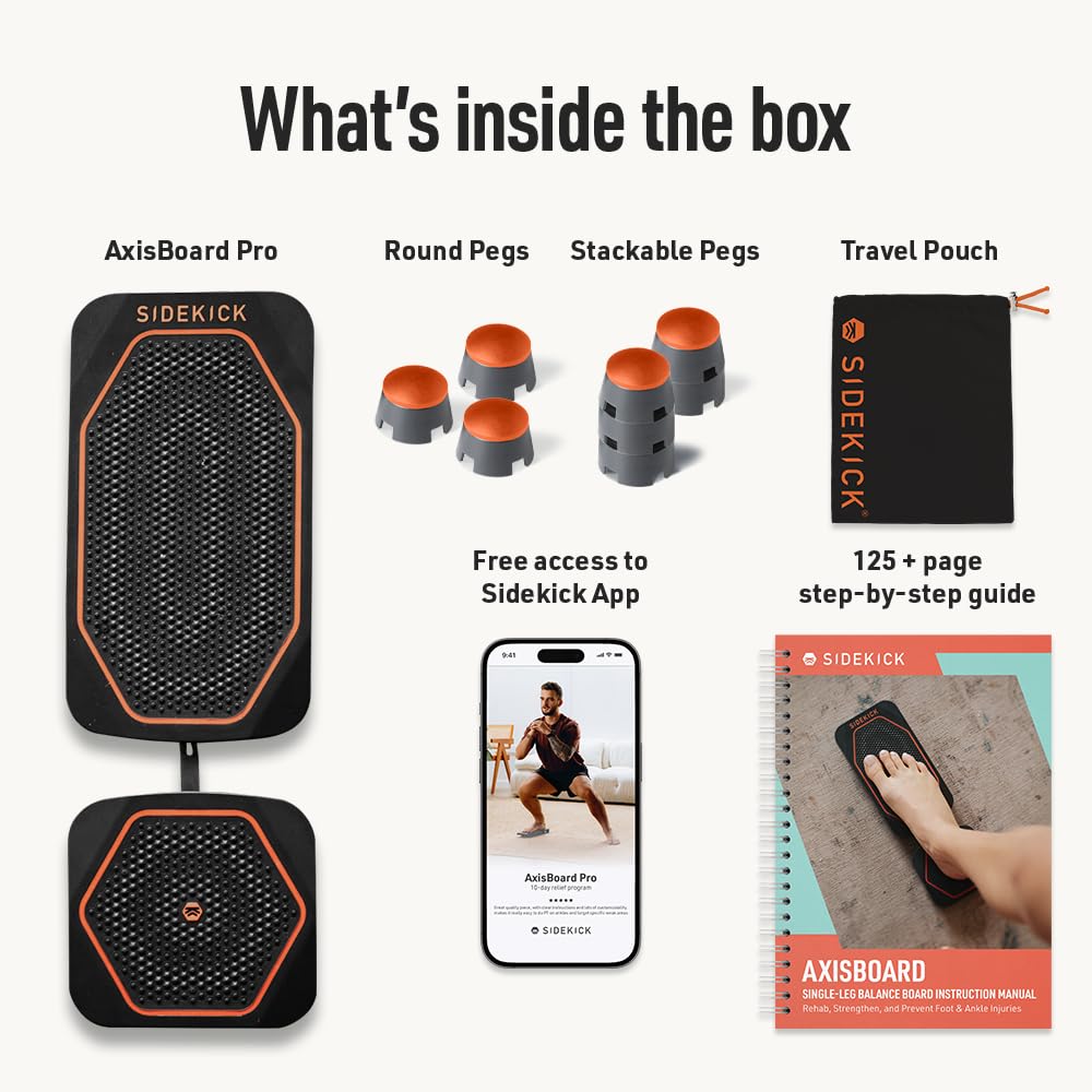 SIDEKICK | AxisBoard Balance Board for Foot & Ankle Rehab | PT Training System with Exercise Programs for Plantar Fasciitis, Achilles Pain & Ankle Sprains | Sidekick App + Guide Included