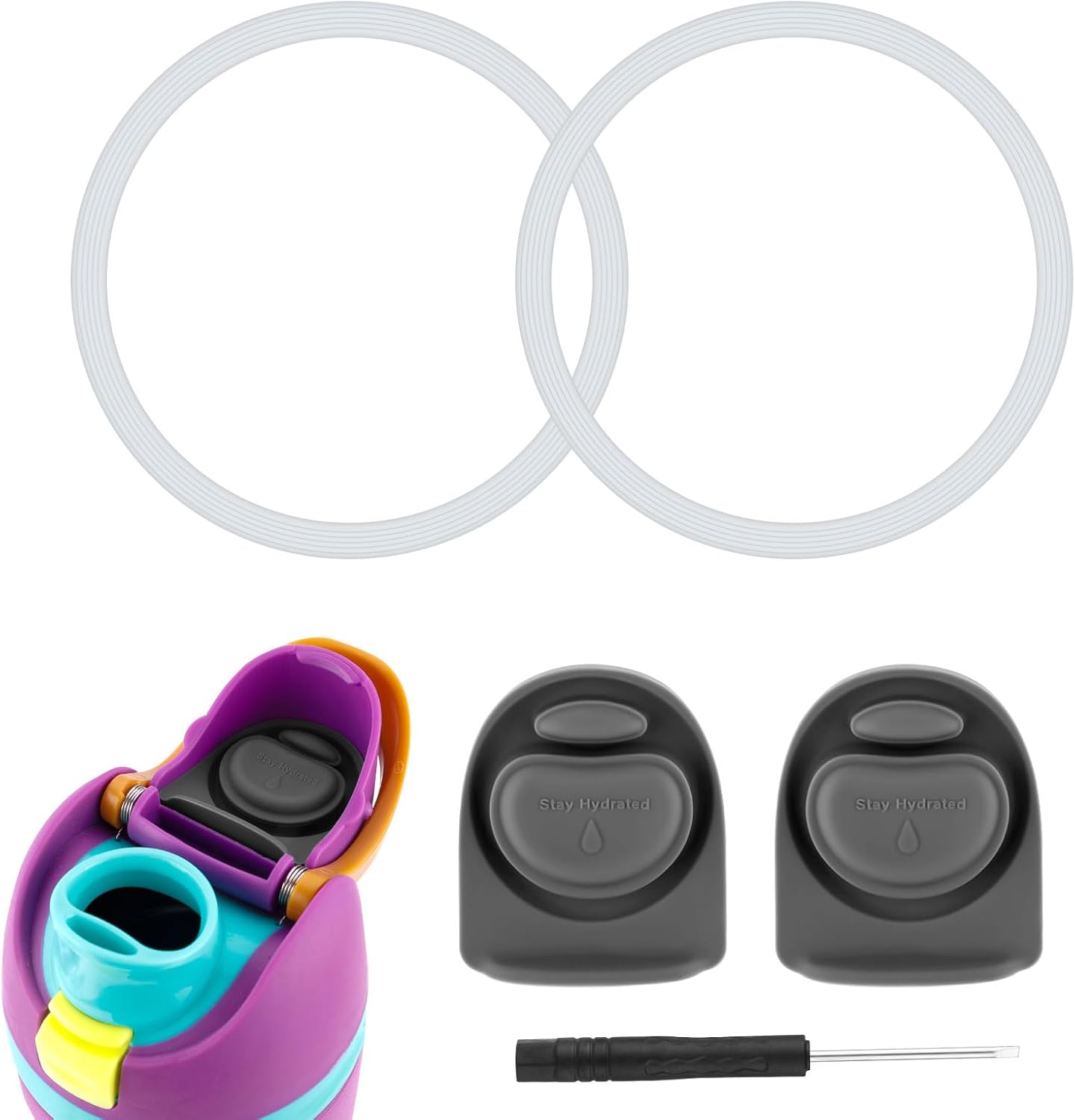 Owala | 2-Pack Bottle Seal Ring & Replacement Stopper - BPA-Free Silicone O-Ring for 24oz & 32oz Water Bottles
