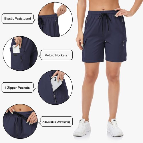 GymBrave Women's Hiking Shorts - Quick Dry Lightweight Cargo Design | Perfect for Outdoor Travel with Pockets