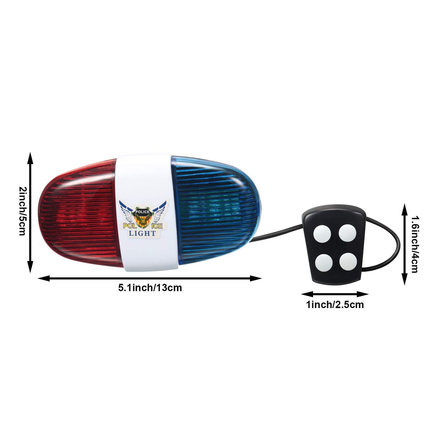 2 Pieces Bike Police Sound Lights LED Sounds Trumpet Bike Horn Police Siren Warning Safety Bicycle LED Light Waterproof