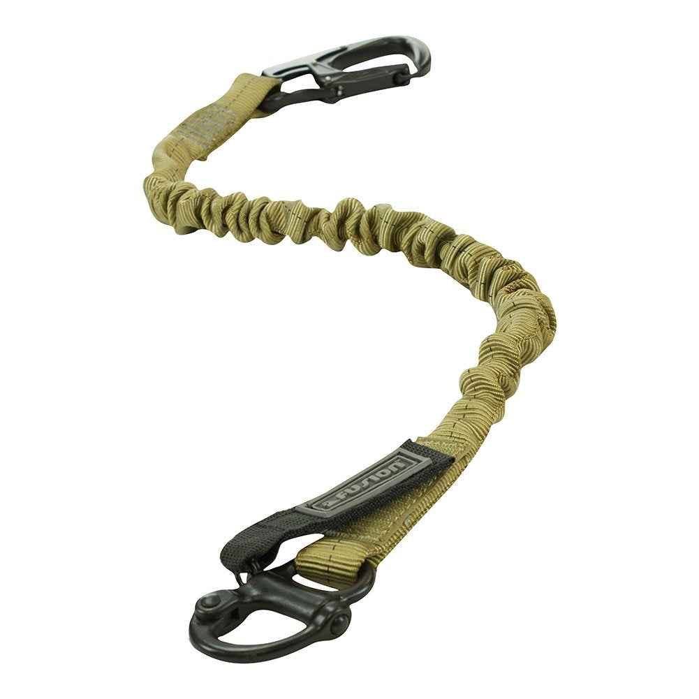 Fusion Tactical Military and Police Helo Lanyard - 6ft Elastic Bungee with Snap Hook Shackle, 23kN - Coyote Brown, 72 inches