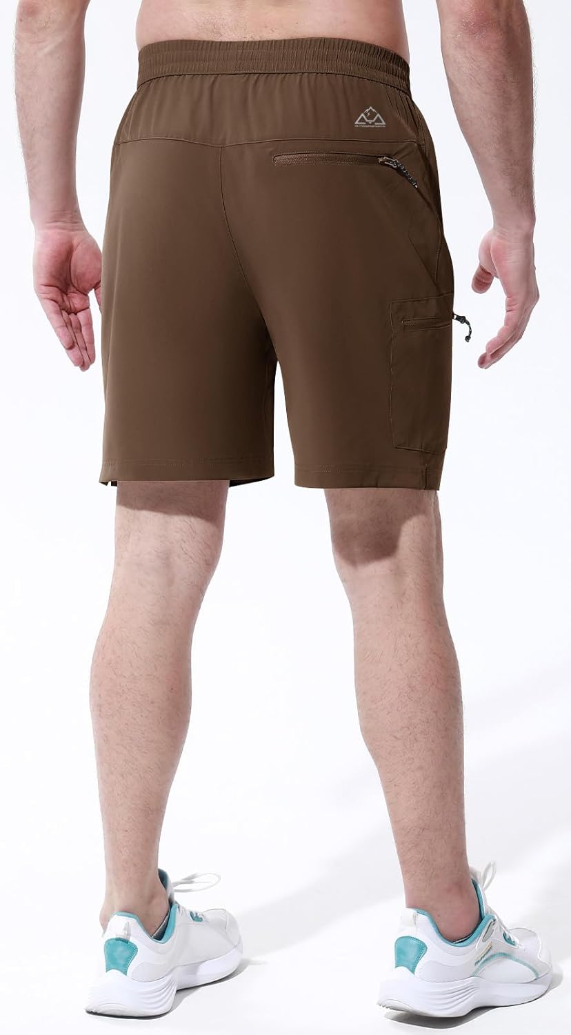 Rdruko Men's Quick Dry Hiking Shorts - Lightweight Outdoor Activewear with Zipper Pockets