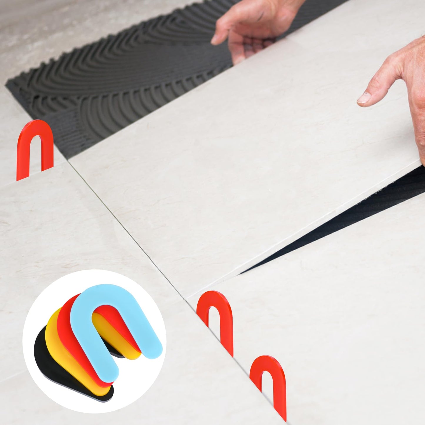 Horseshoe Shims Tile Spacers 1/8 Inch (3mm) 200Pcs U-Shaped Plastic Shims for Tiling Leveling System Floor Wall Ceramic Tile Stone Installation - Black