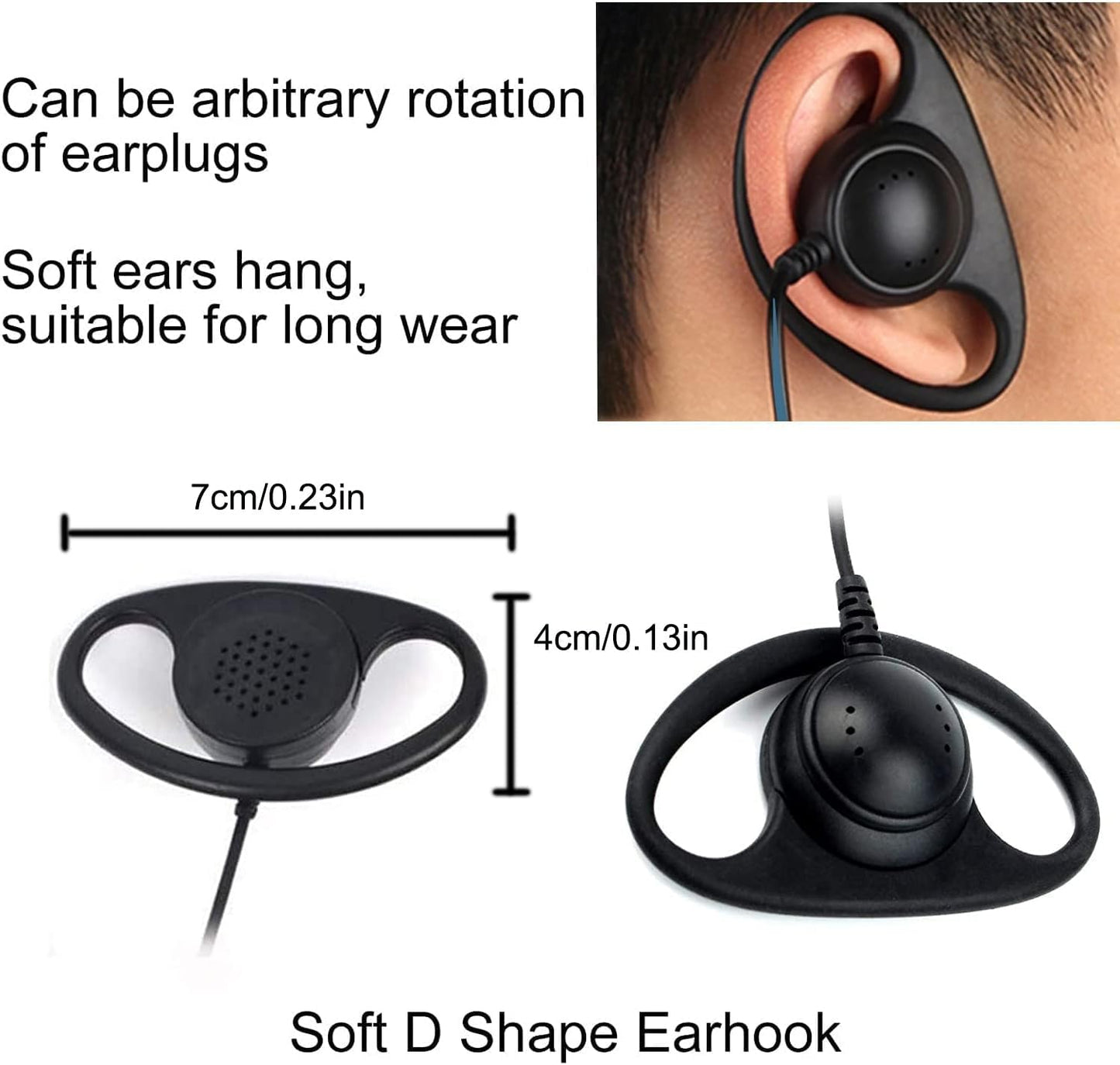 Retevis Case of 5, Walkie Talkies Earpiece with Mic 2 Pin D-Type Headset for H-777 RT22 RT21 RT86S, Compatible with Pxton, Baofeng BF-888S, Kenwood Walkie Talkies, Walkie Talkie Earpiece(5 Pack)