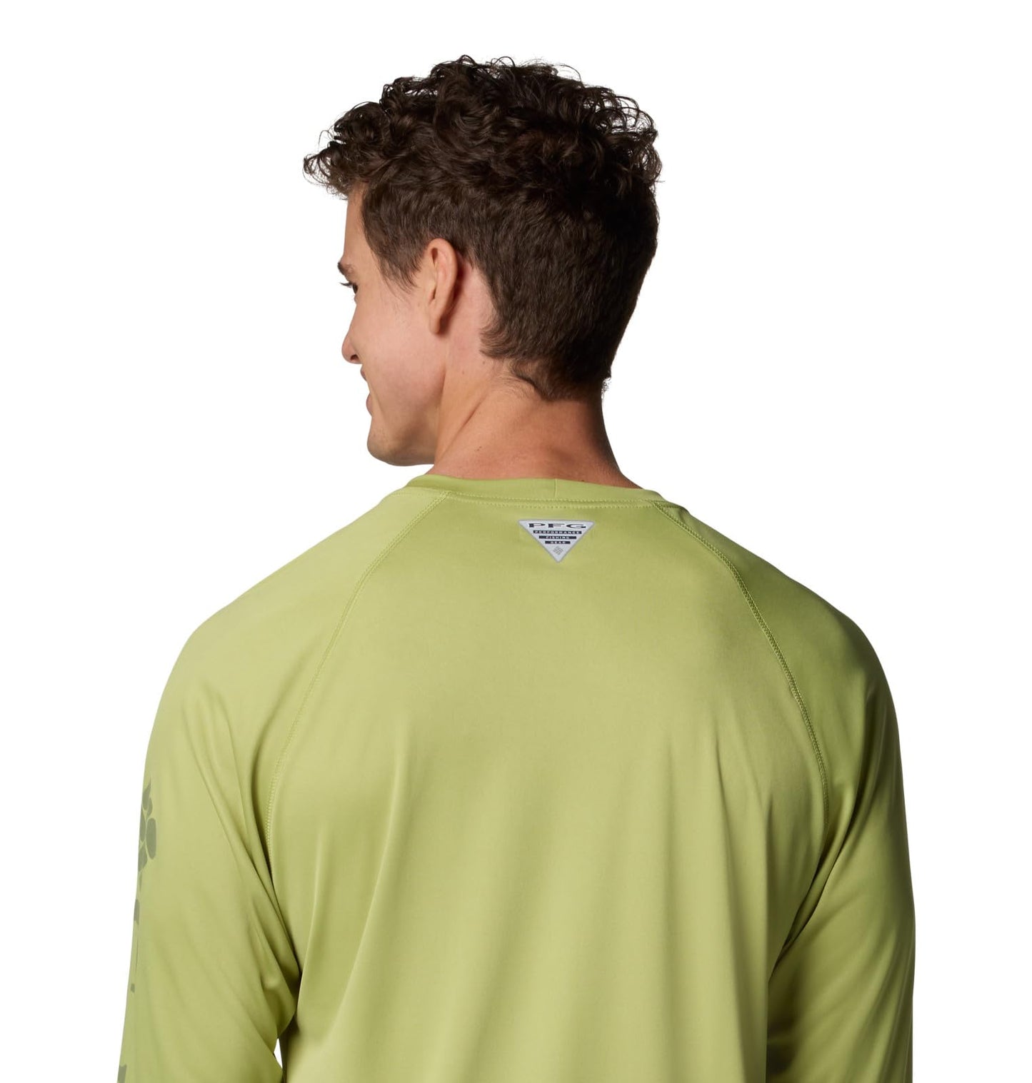 Columbia Men's PFG Terminal Tackle Long Sleeve Fishing Shirt, Pear/Cypress Logo, Small