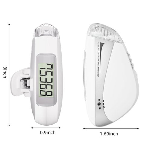 Mini Step Counter for Walking, Simple Step Counter with LED Flashlight & 110dB Personal Alarm for Women, Accurate Fitness Tracker for Women, Men, Seniors