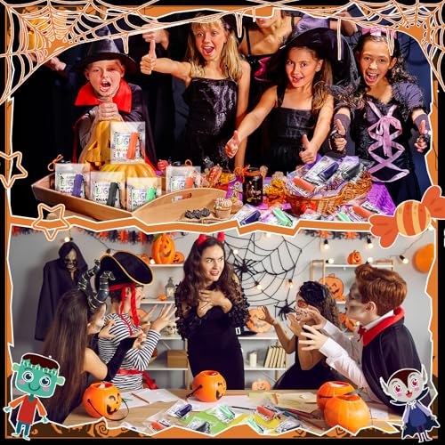 Flutesan 24 Sets Halloween Gifts Bulk Flashlights Set with a Little Light for Halloween Night Cards 9 LED Handheld Lights with OPP Bag for Trick or Treat Party Favors