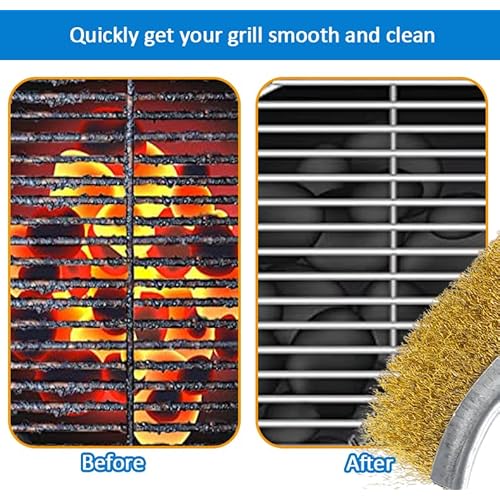 Wire Brushes for Cleaning Rust, Heavy Duty Brass Tool 11" Long With Plastic Handle, for Automotive, Grill, Paint, Welding Slag & Household, Blue 2 Pack