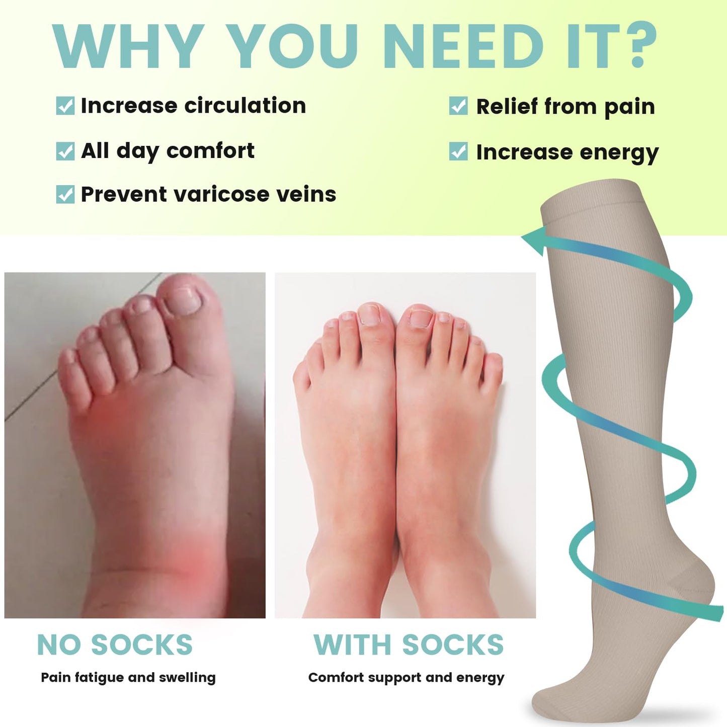 Copper Compression Socks 15-20 mmHg for Men & Women 8 Pairs – Circulation Support for Nurses, Travel, Running, Hiking, Soccer,Gift,Pregnant, Nurses(L/XL)