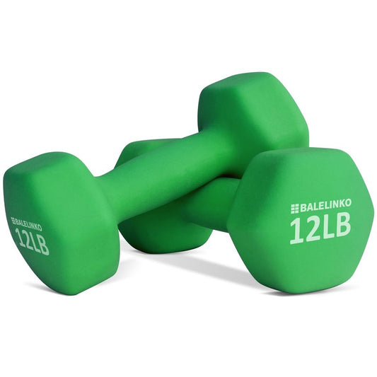 Balelinko Home Gym Equipment Workouts Strength Training Weight Loss Pilates Weights Yoga Sets Weights for Women, Men, Seniors and Youth, 12LB Green, Pair