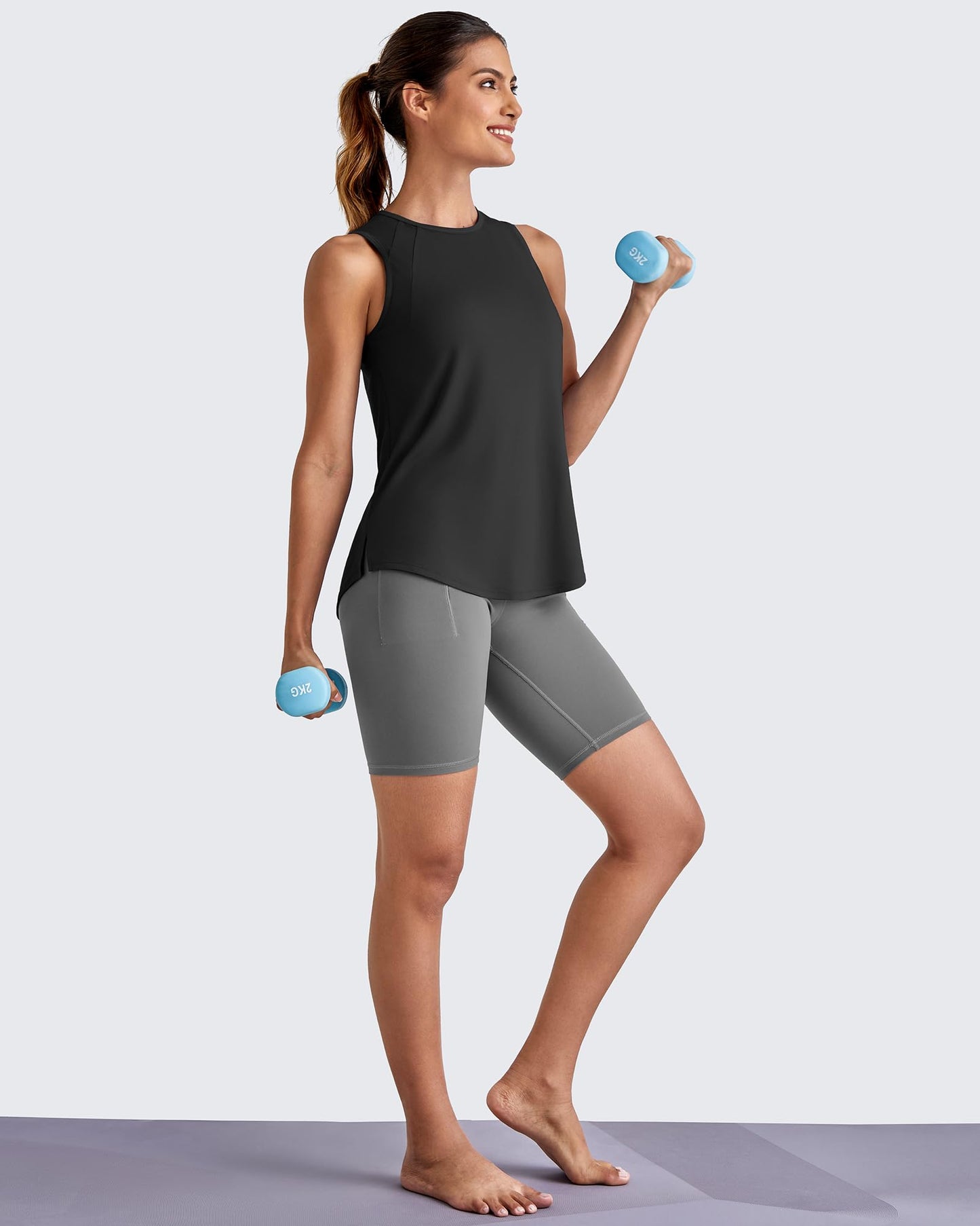 G4Free Workout Tank Tops for Women Sleeveless Running Athletic Loose Fit Yoga Tops Active Shirts Sports Exercise(Black,L)