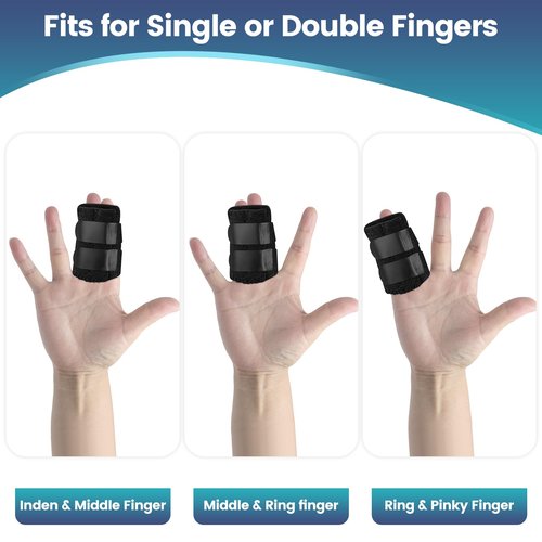 EDNYZAKRN 2 Pcs Trigger Finger Splint with 2 Metal Bars for double fingers, Finger Brace Finger Buddy, Immobilizer Support Strap for Arthritis, Tendonitis - Right Hand