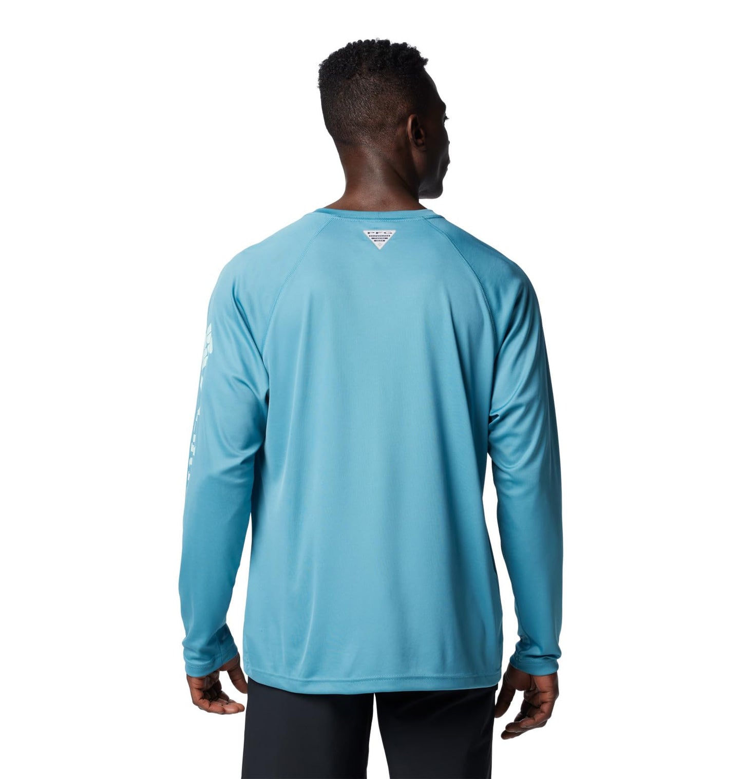 Columbia Men's Terminal Tackle Long Sleeve Fishing Shirt, Canyon Blue/ICY Morn Logo, Large