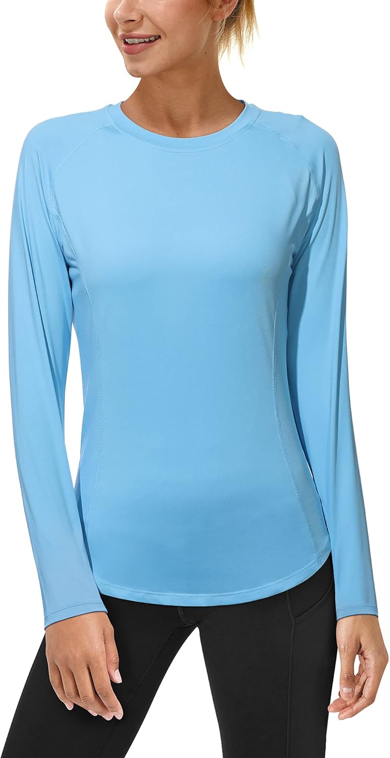 Roadbox Women's Long Sleeve UV Sun Shirt - UPF 50+ Rash Guard for Swim & Workout Activities