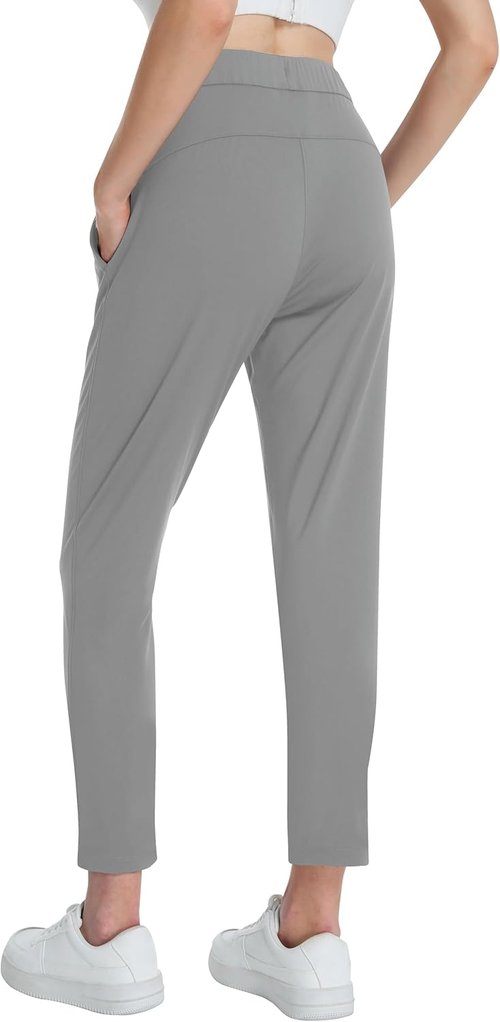Foucome Women's Golf Pants - Stretchy 7/8 Ankle Pants with Pockets for Athletic & Travel Wear