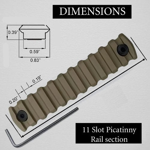 Gotical 11 Slots Rail Compatible with M LOK Handguard Eleven Slots Rail Picatinny Rail (2 Pieces 11 Slot in Dark-Earth Color)