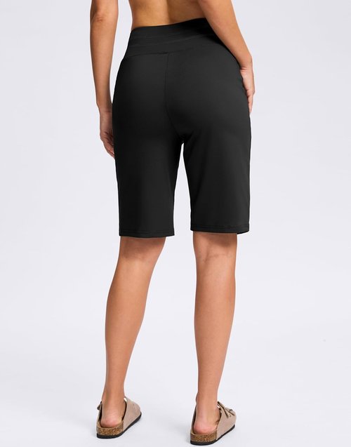 G GRADUAL Bermuda Shorts for Women - High Waisted, Knee Length with Pockets for Athletic Workouts