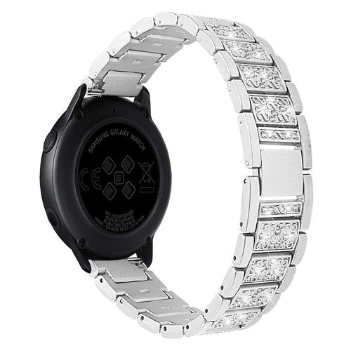 FitTurn Jewelry Bling Bands Compatible with Garmin Approach S50 S40 S42 S12/Forerunner 35/45/45s/55/158/165/245/645 Music, Diamond Rhinestone Bracelet Metal Strap Replacement Wristbands (Silver)