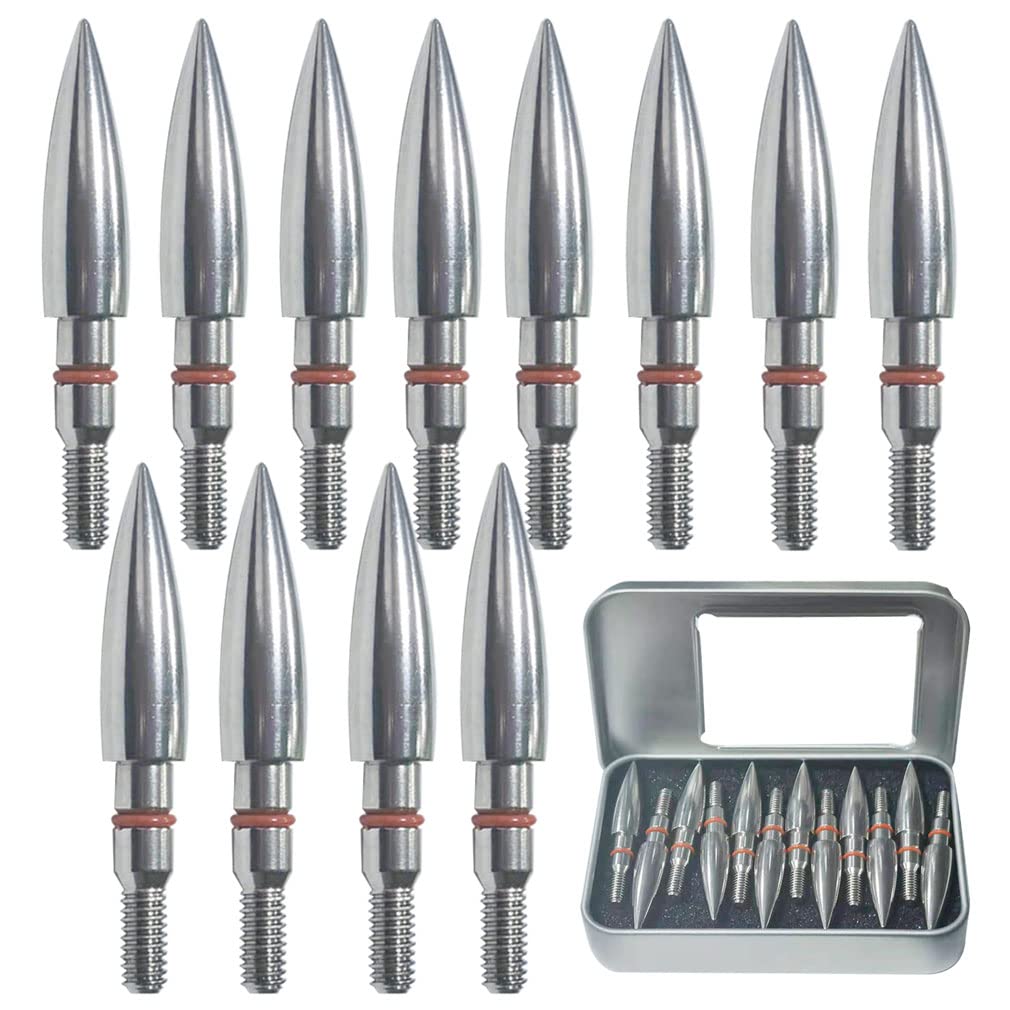 Field Points arrowheads 125 Grains Archery Field Points, 9/32" Stainless Steel Screw in Archery Field Tips and Broadheads (1 Dozen 12 PCS)