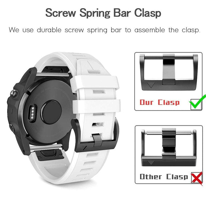 NotoCity Compatible Fenix 5X Plus Bands - Fenix 7X Sport Silicone Replacement for Fenix 8 51mm/Fenix 6X/Fenix 3 HR/Descent MK1/D2 Delta PX/D2 Charlie (White)