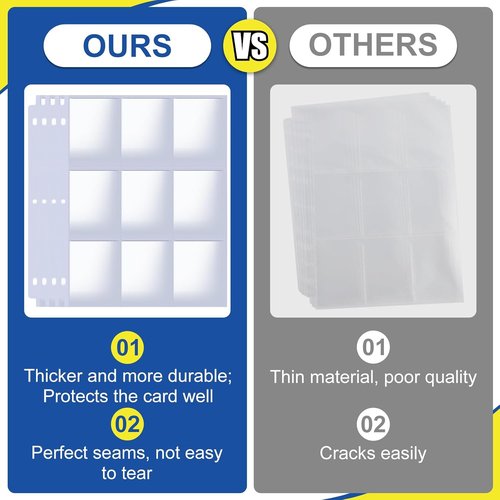 1080 Pockets Card Sleeves by [Brand Name] - Durable 9 Pocket Sheets for Trading Cards | Fits Baseball, Football, Business Cards