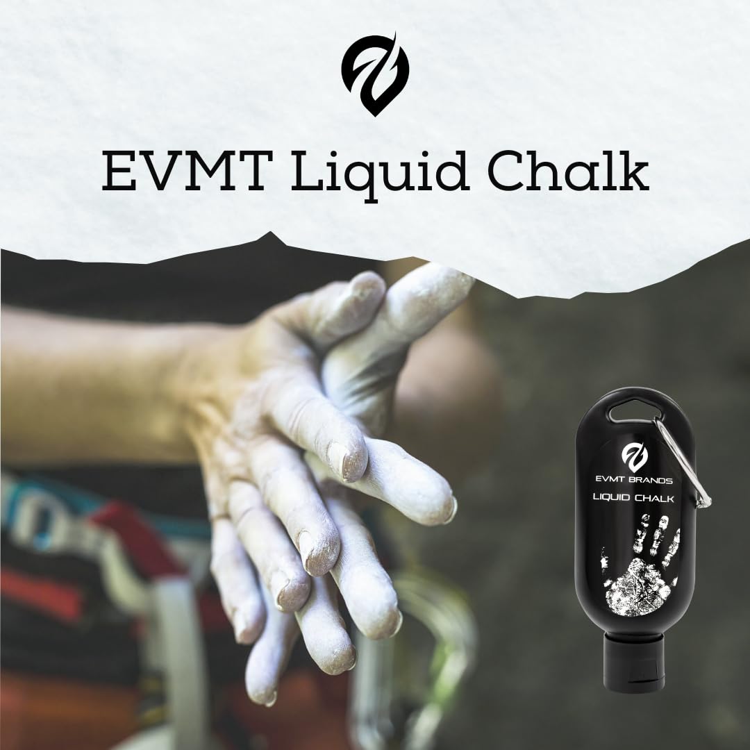EVMT Brands Liquid Chalk, Mess Free Gym Chalk for Weightlifting, Gymnastics, Rock Climbing, Dancing. Sweat Resistant and Long Lasting for Stronger Grip.