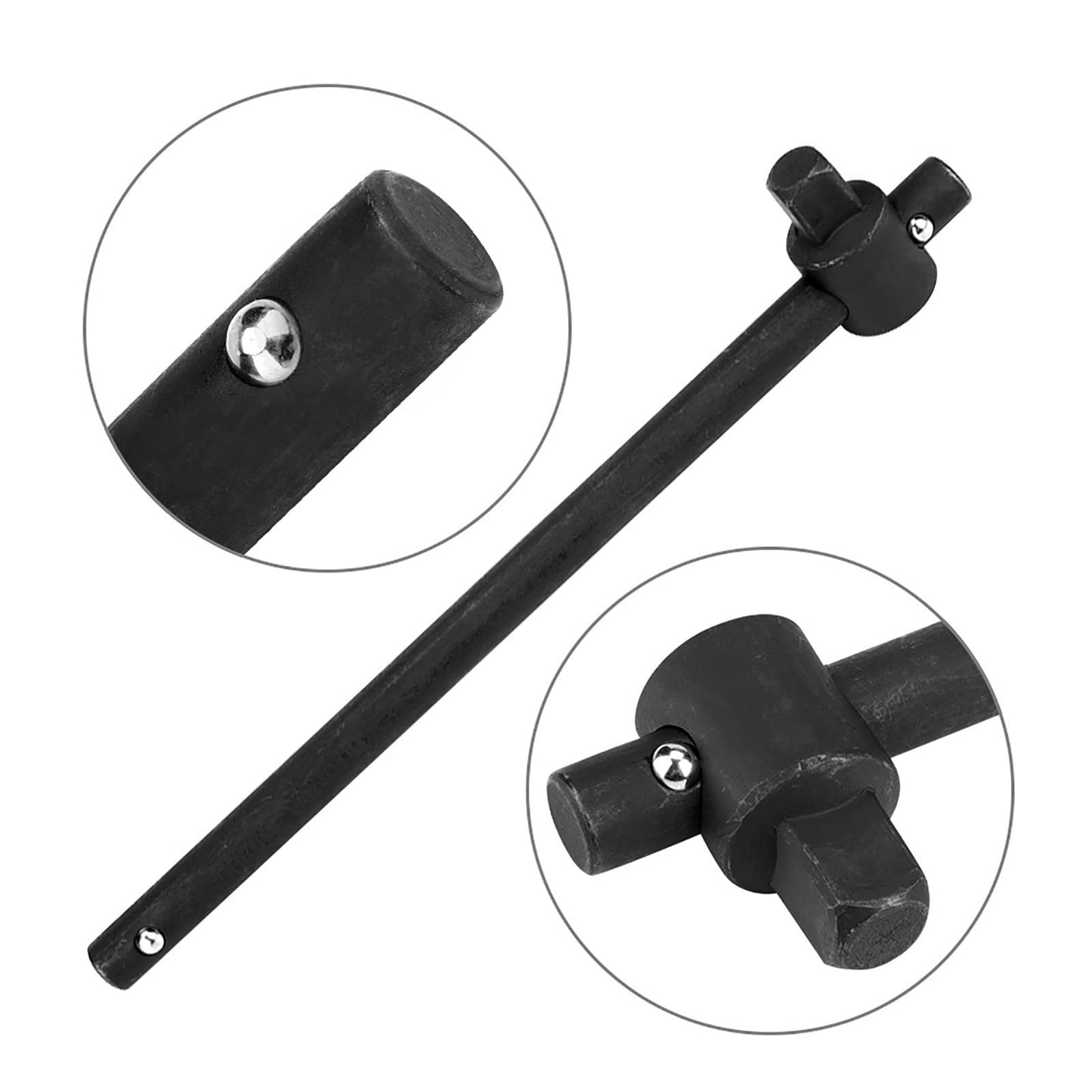 Yulatik 1/2" T-Handle Sliding Wrench Breaker Bar, 9.84 Inch Heavy Duty Steel Drive Socket Hand Tool, Gifts for Men & Dad