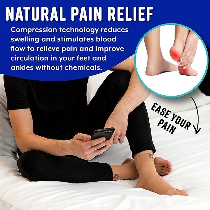 Compression Socks for Plantar Fasciitis Relief - Medium Black