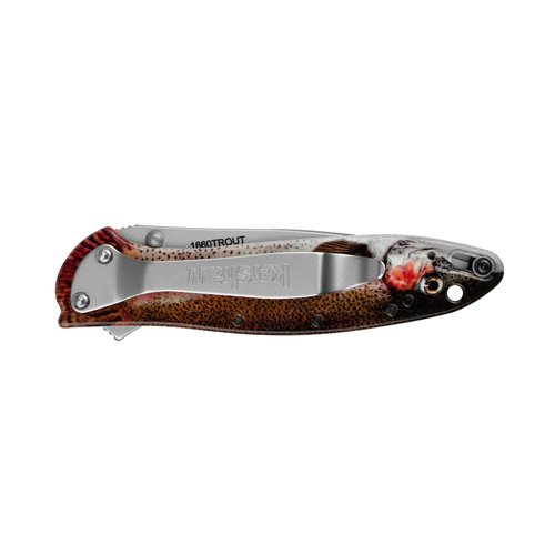 Kershaw Leek Folding Pocket Knife, 3" Sandvik 14C28N Blade, Aluminum Handle, Slim and Versatile Tool, Made in the USA (Trout)