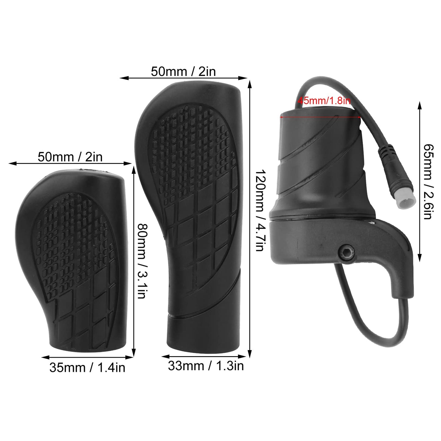 Half Twist Throttle, Waterproof 20X eBike Motor Twist Throttle Handle for Electric Bicycle Mountain Bike Modified Part