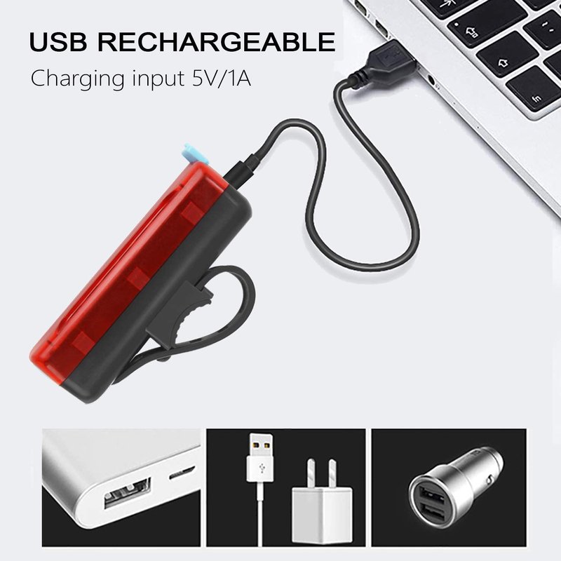 2 Pack LED Bike Tail Light,1200mAh Runtime 50 Hours,USB Rechargeable Bicycle Rear Light,IPX5 Waterproof,5 Light Modes for Adults Kids Men Women Road Mountain