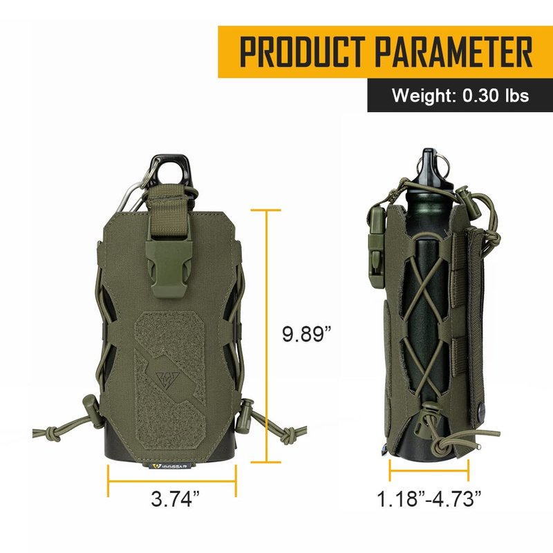 IDOGEAR Tactical Water Bottle Pouch Military Adjustable Straps Kettle Carrier Holder for Outdoor Sports (E: Ranger Green)