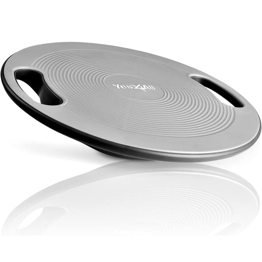 Yes4All Wobble Balance Board, Plastic Stability Trainer with Handles for Standing Desk, Core Training & Home Gym Workout (Silver - 15.7” Dia)