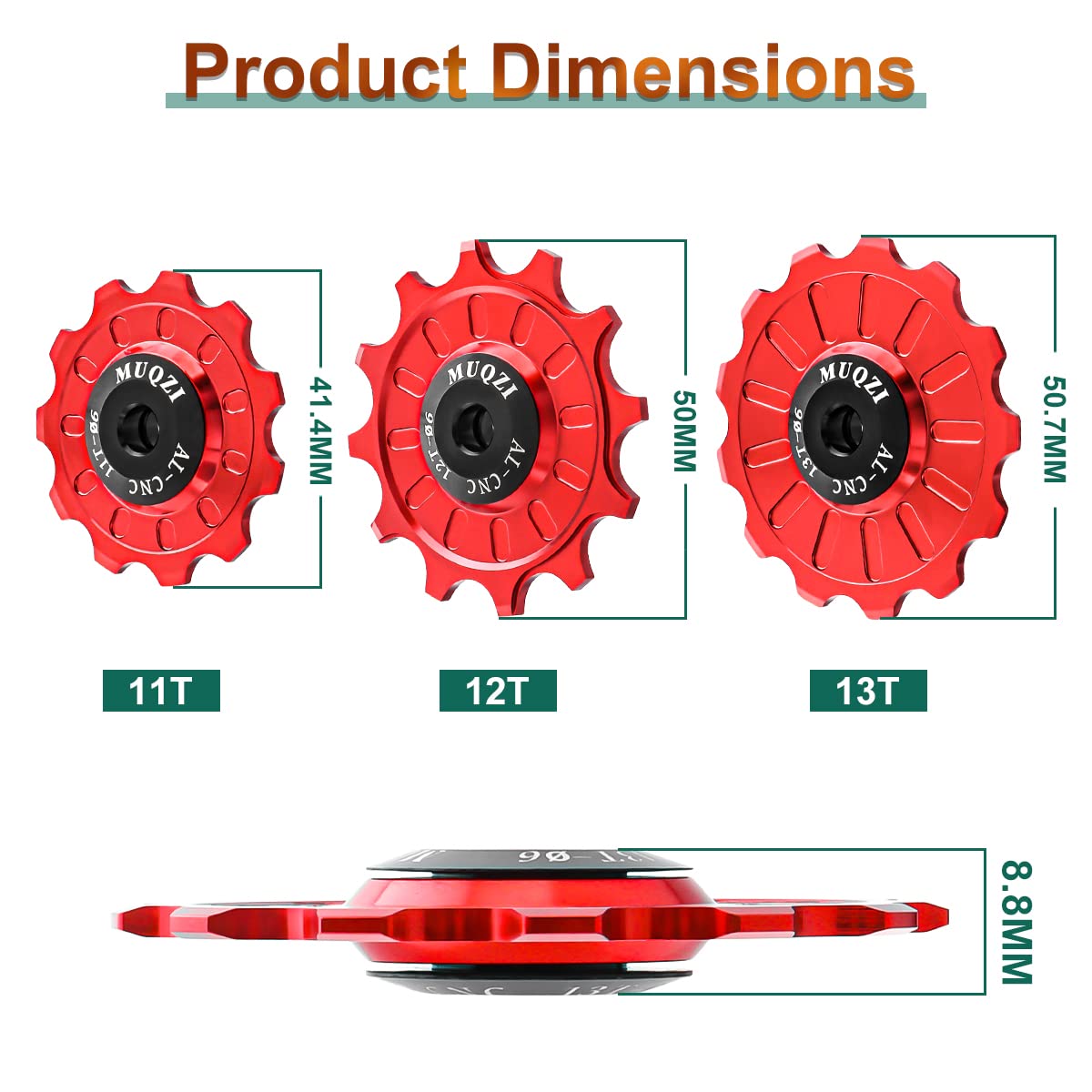 MUQZI Bike Rear Derailleur Pulley, 11T+11T MTB Bicycle Ceramic Bearing Jockey Wheel Guide Roller Pulley Sets for Mountain Road Bike, Black