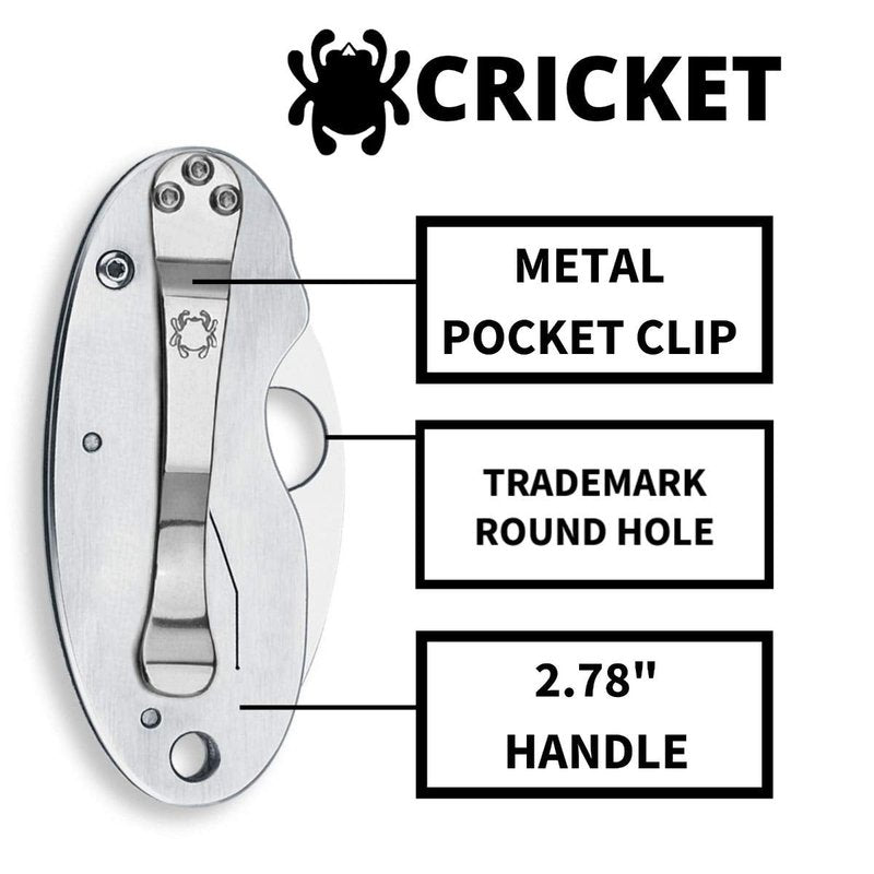 Spyderco Cricket Signature Knife with 3.88" Reverse S VG-10 Steel Blade and Stainless Steel Handle - PlainEdge - C29P