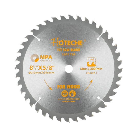 Hoteche 8-1/4-Inch Circular Saw Blade for Wood 40-Tooth Tungsten Carbide-Tipped Blade High-Performance Professioal Saw Blade for Miter Saw and Table Saws, Hole Size 5/8-inch