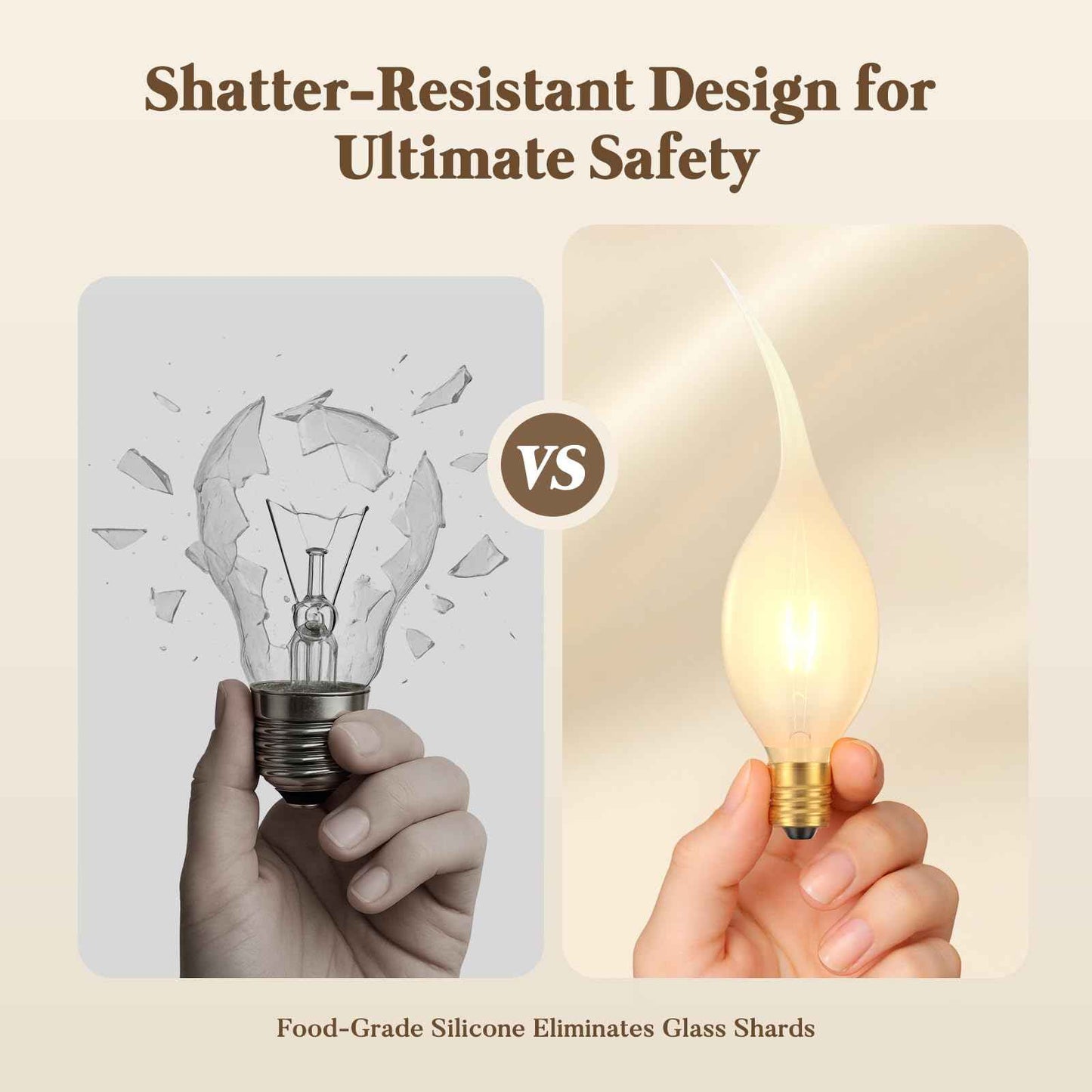 Hompavo Silicone Dipped Candle Light Bulbs – 3W E12 Candelabra Base – Warm White Decorative Flame Tip – Incandescent Bulbs for Chandeliers, Wall Sconces, Night Lamps – 10 Pack