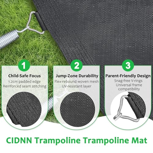 Heavy-Duty Replacement Trampoline Mat - UV-Resistant, 14FT, 150" Diameter, 72 V-Rings