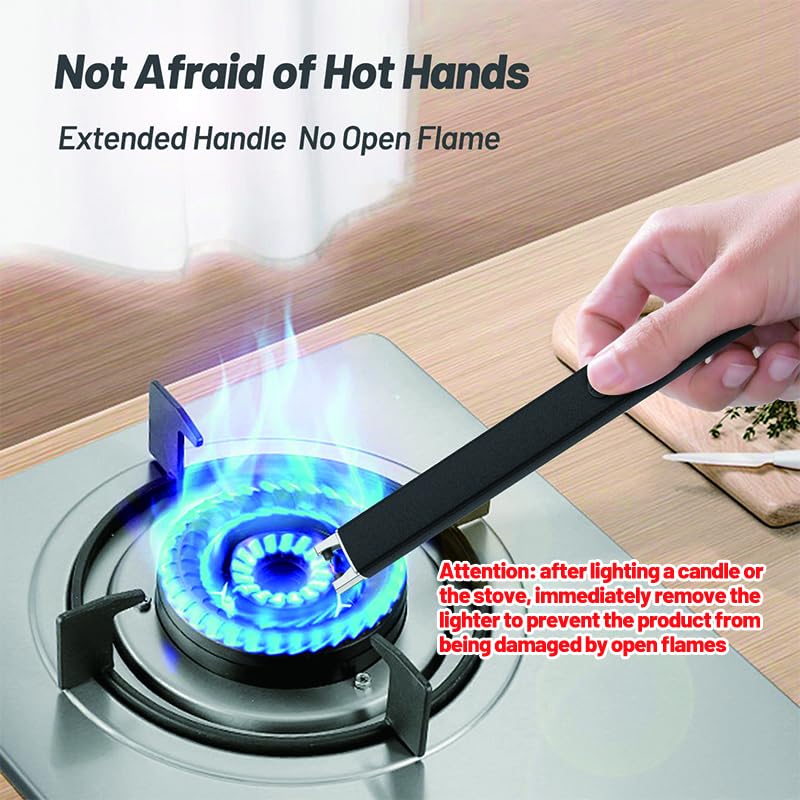 Electric Candle Lighter - Windproof with Lock & LED Display - Black