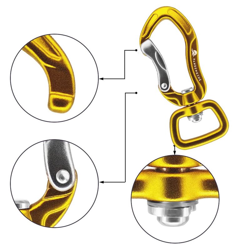 PANDENGZHE 360º Swivel Rotating Locking Carabiner 2" for Securing Pets, Dog Leash and Harness, Camping, Hiking, Backpack, Keychains (2 Pack)