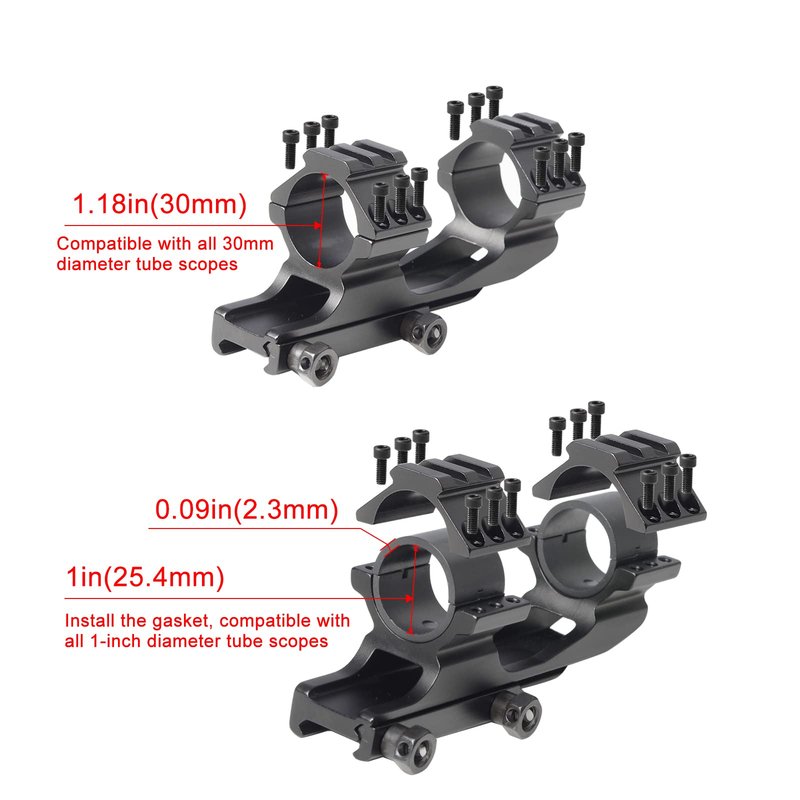 oneleaf.ai Tactical Fixed Cantilever Scope Mount, Dual Ring Scope Mount for Mounting Standard 30 mm/1 Inch Scopes-OLM3022