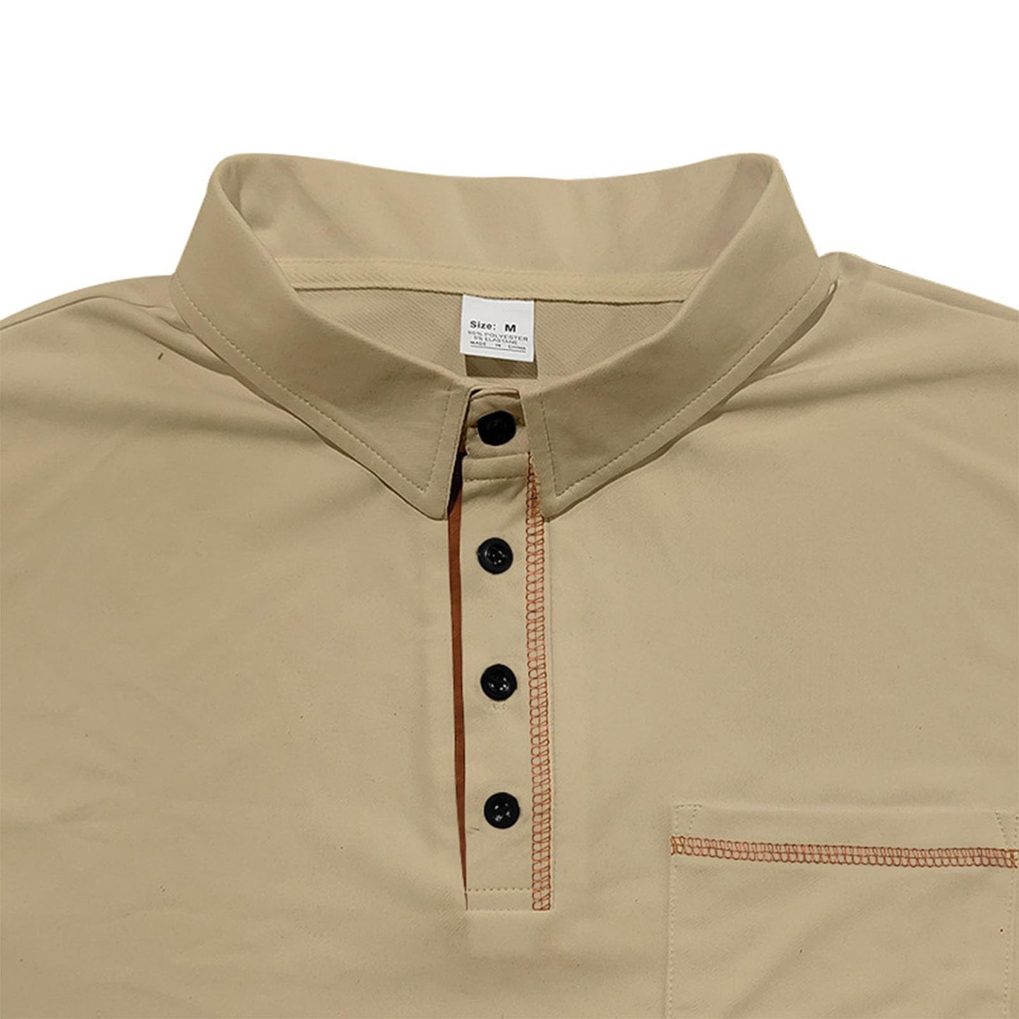 Men's Polo Shirts Button Down Collared Top Short Sleeve V Neck Solid T-Shirt Fitted Comfy Soft Casual Tops Summer Tees Beige