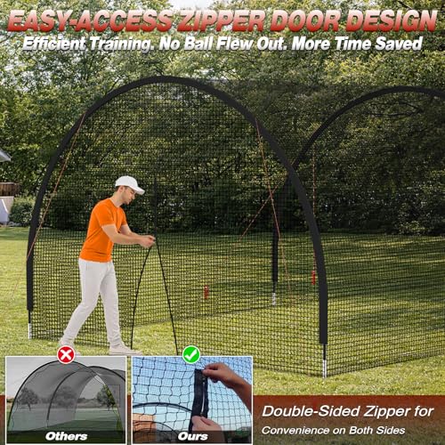 22ft Backyard Batting Cage - Heavy-Duty Anti-Tear Netting